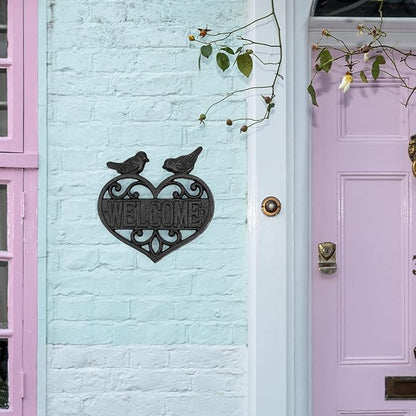 MOLIGOU Cast Iron Welcome Sign, Wall Mount Welcome Plaque, Bird Welcome Sign for Front Door, Porch, Entryway
