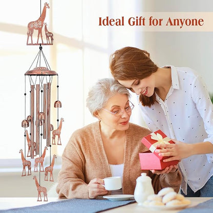 Giraffe Wind Chimes Outdoor Giraffe Gifts for Women/Men/Mom/Wife/Grandma Birthday Gifts Metal WindChimes for Outside/Indoors, Lawn, Patio, Home, Porch, Yard Decor, Garden Decoration