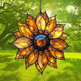 Sunflower Faux Mosaic Acrylic Suncatcher Stained Glass Effect Window Car Hanging Christmas Ornament Indoor Outdoor Decor Garden Sun Catcher Panel for Sunflower Lover for Women Mom Grandma