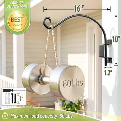 Lifyzoon Swivel Bird Feeder Hanger Hook: 16-Inch Swivel Hanging Plant Bracket, 60lbs Weight Capacity - Outdoor Wall Hooks for Bird Feeder, Wind Chimes, Heavy Plants