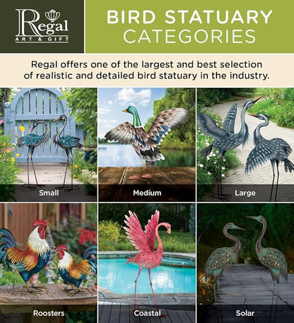 Regal Art & Gift Blue Heron Metal Statue – Indoor Outdoor Decorative Sculpture for Home & Garden Décor, Weather-Resistant Yard Art Figure for Patio, Lawn