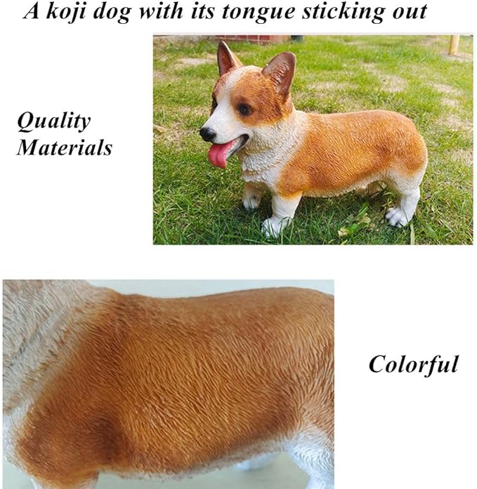 Garden Corgi Statue Dog Figurines Indoor/Outdoor Garden Landscaping Sculpture Corgi Sticking Out His Tongue Statues for Patio, Yard or Lawn Flower Pots Balcony Puppy Ornaments