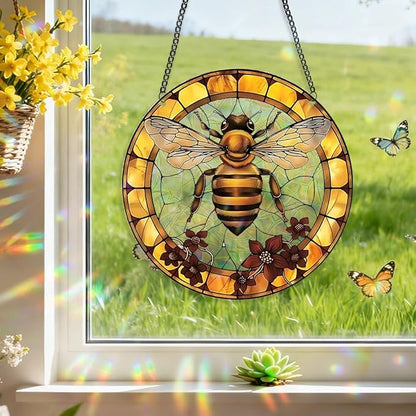 8 Inch Sun Catchers Indoor Window, Acrylic Rainbow Suncatcher Window Hanging Decoration for Living Room Bedroom Summer Home Balcony Ornaments Decoration (94 Bee)