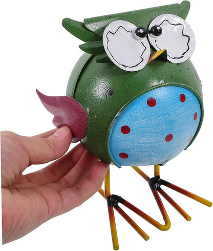 Owl Ornaments Animal Figurine Iron Garden Statue Desktop Ornament Bird Decor Outdoor Decor