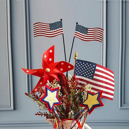 4pcs 13" H Metal American Flag Garden Stake Patriotic President Yard Signs Star&Stripes for Garden Lawn Patio Plant Pot Memorial Day 4th of July Independence Day Election Day Veterans Day Party Decor