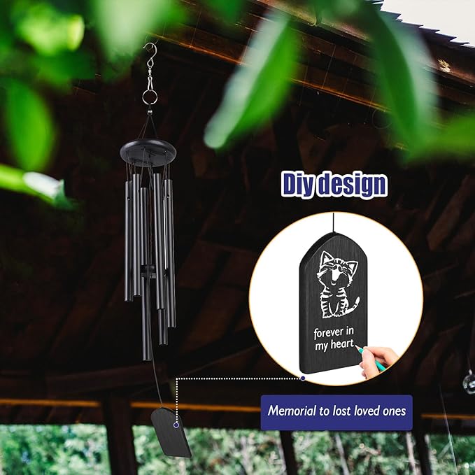 Wind Chime, Classic Wind Chimes for Outdoor Indoor Decor Smooth Melodic Tones Chime for Garden Patio Balcony and Home - 29 Inch with 6 Tubes & DIY Pendants for Outdoor Garden Patio Decor