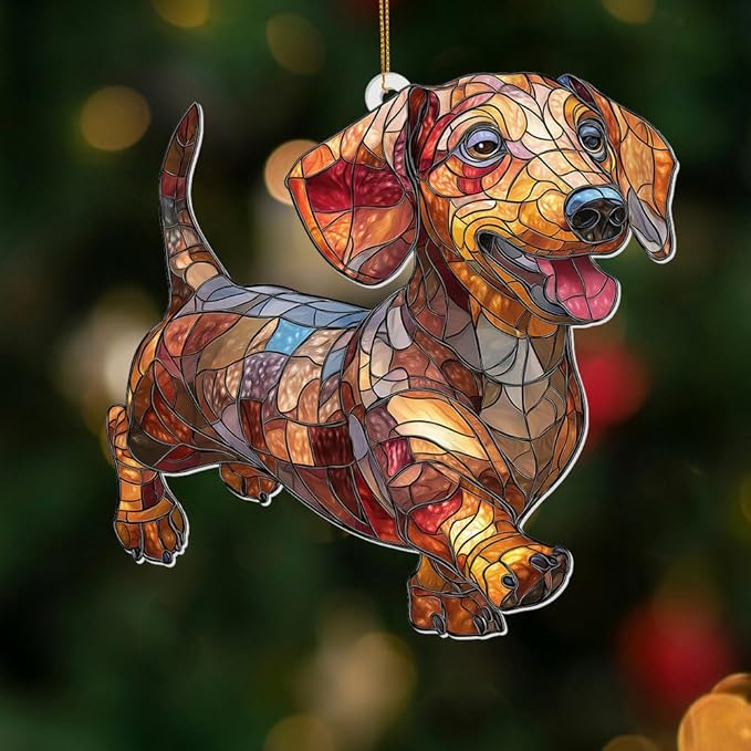 Acrylic Dog Christmas Ornament 2025 – Dachshund Gift for Lovers, Pet Memorial Keepsake, Cute Puppy Tree Decoration, Clear Acrylic Hanging Ornament for Pet Owners, Stocking Stuffer for Dog Mon, Sun-35