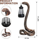 Solar Lantern Outdoor Snake Statues Garden Decoration, Yard Art Lawn Decor for Porch, Patio, Balcony, Housewarming Gifts for Birthday, Father's Day, Halloween (Brass Color)