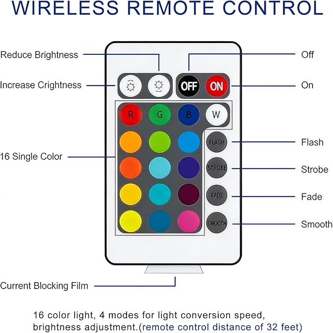 Submersible Led Battery Operated Spot Lights with Remote, Multi Color Changing Waterproof Light, 16 Colors 4 Modes Battery, for Pool, Pond, Party