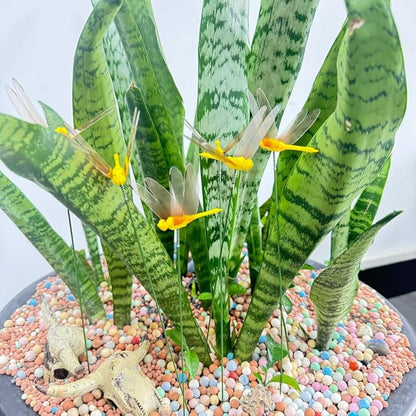 Garden Yellow Dragonfly Stakes with Sticks,3D Removable Fake Dragonfly,10" Waterproof Shaking Head Dragonflies Ornaments Garden Decor for Outside,Plant Decoration and House Warmings (25)