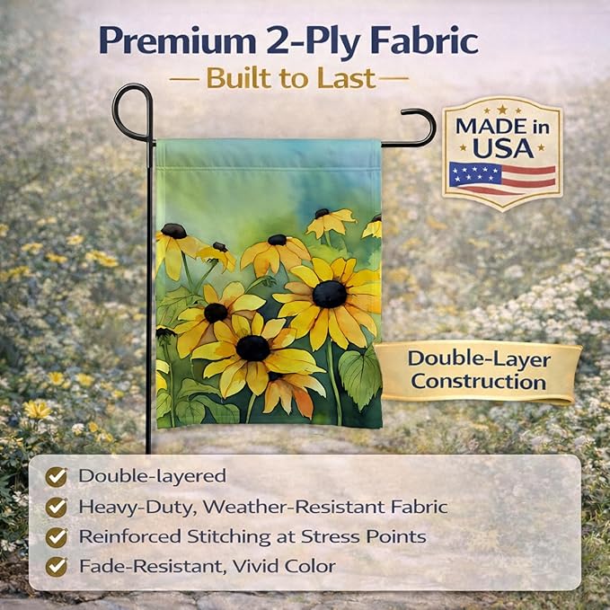Caroline's Treasures Maryland Black-Eyed Susans in Watercolor Garden Flag Mailbox Flag Decorative Yard Flag Banner Outside Patio Artwork Yard Flower Beds, Garden Size, Multicolor