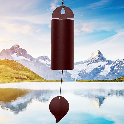 Wind Chimes for Outside Deep Tone, Large Metal Cylinder Memorial Wind Chimes Outdoor - Serenity Bell with Deep Resonance Outdoor Decor for Garden Patio Yard Porch - Brown