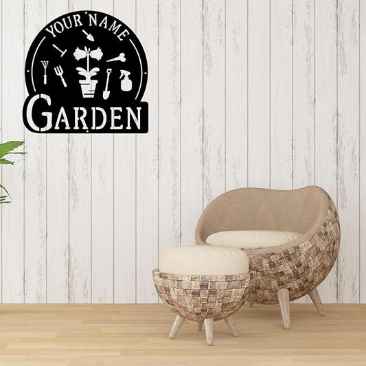 CFC0121326 Personalized Metal Garden Sign, Custom Plaque for Women, Mom, Grandma - Rustic Decoration for She Shed, Potting Shed