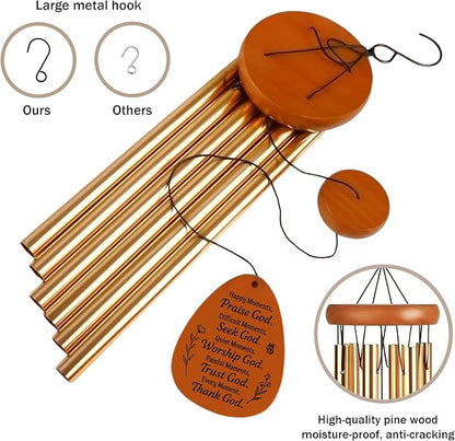 Christian Wind Chimes with Bible Verse - Catholic Spiritual Biblical Christian Gifts for Women Mom Grandma - Birthday Baptism Christmas Faith Based Gifts - Cross Religious Wind Chimes for Outside 28in