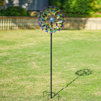 DREAMSOUL 360° Wind Spinners Outdoor, 13" Dia Wind Spinner with Metal Stake, Kinetic Two Way Spinner for Yard Garden Outdoor Decor