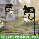 Cat Solar Lights Outdoor,Metal Black Cat Yard Decorations Outside for Garden Decor Stake,Solar Lights for Pathway,Women Gifts