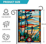 Dragonfly Stained Glass Garden Flag -12x18 Inch Double Sided Decorative Yard Flag for Outdoor Spring and Summer Decor