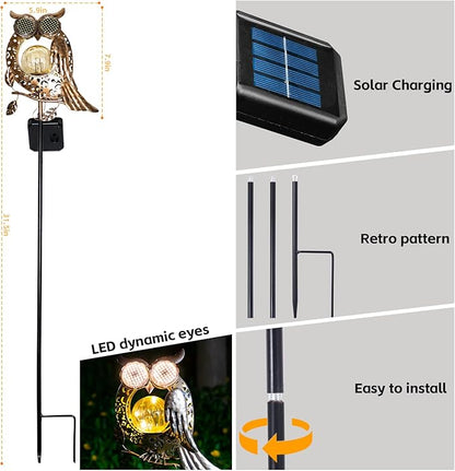SRNPMIU Solar Lights Outdoor Decor, Solar Owl Yard Decorations Outdoor, Garden Decorative, IP65 Waterproof, Gifts for Women Mom, for Yard Patio Lawn Pathway Landscape