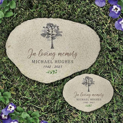 GiftsForYouNow Personalized Memorial Watercolor Tree Flat Garden Stone