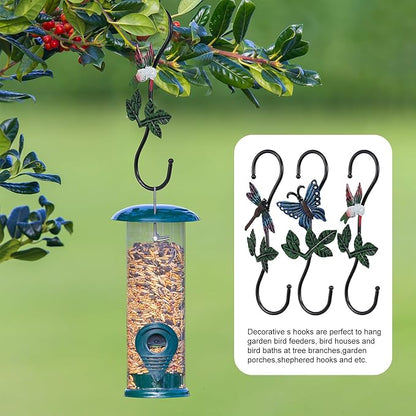 Large Decorative S Hooks, Set of 3 Plant Hangers, Beautiful and Vivid Plant Hook for Hanging Outdoor Indoor Garden Plants, Flower Baskets, Pots, Bird Feeders