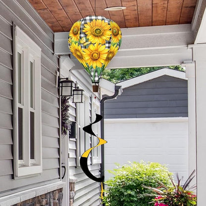 Checkered Sunflowers Spring Hot Air Balloon Wind Twister 54" x 12" Briarwood Lane