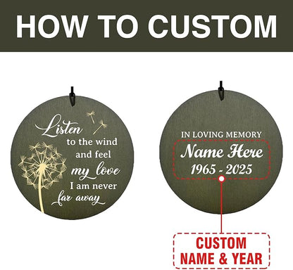 Personalized Wind Chimes 36inch, in Loving Memory of Sympathy Wind Chimes, Dandelion Memorial Wind Chime, Loss of Loved Dad/Mom Outdoor, Funeral Gifts, Listen to the Wind