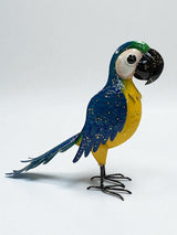 Tropical Parrot Metal Colorful Enameled Garden Outdoor Statue Blue, Home Decor, Porch Accessory, Patio and Lawn Yard Art, Garden Decor Animal Sculpture Ornament