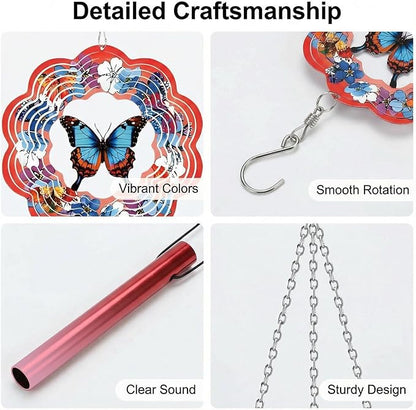Butterfly Wind Chimes - Metal Wind Chimes with Clear Melodies, Weatherproof Outdoor Decorative Garden, Courtyard, Porch, Gift, Courtyard, Porch, Garden Hanging Ornaments