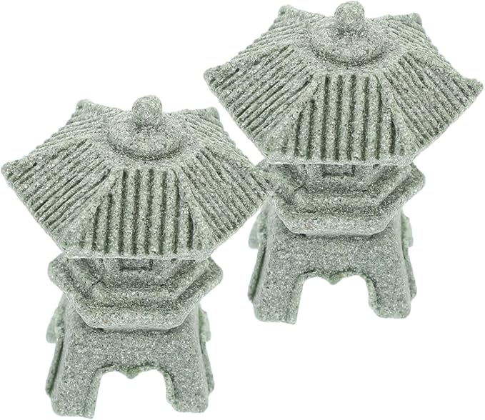 Yardwe 6pcs Stone Pagoda Statue for Garden Decor Micro Landscape Ornament Home Decoration