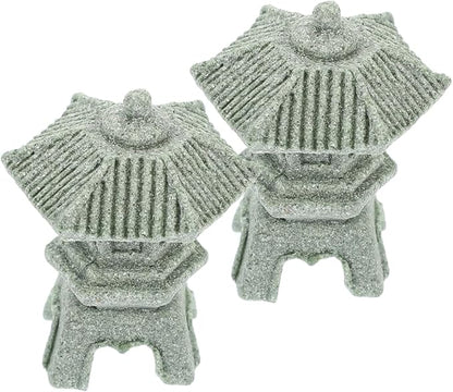 Yardwe 6pcs Stone Pagoda Statue for Garden Decor Micro Landscape Ornament Home Decoration