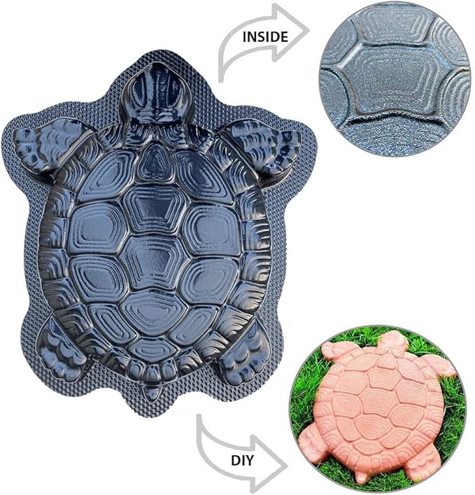 AUTUMN DIY Non-Slip Stepping Stones - Concrete Walkway Turtle Statue Mold, Textured for Garden Decor, Made in USA