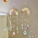 Crystal Tree of Life Dream Catchers Crystal Suncatcher with Crystal Prisms Hanging Suncatcher for Window Garden Patio Balcony Bedroom Crystal Gift for Girls Boys Audlts
