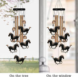 Outdoor Bronze Horse Wind Chimes Decoration, Gifts for Mom, Home, Garden, Balconies, Rooms, Patio, Indoor, Horse Chimes, 4 Aluminum Tubes 5 Horses Wind Chime, Horse Wind Catcher, Horse Wind Bell Gift
