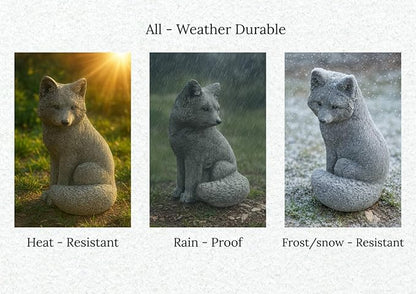 Sitting Fox Statue Garden Sculpture Painted Animal Figure Concrete Outdoor Decoration Yard Ornament Animals Lovers Gift Porch Fox Figurine Backyard Art