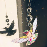 Green Acrylic Hummingbird Flowers Garden Suncatcher Christmas Tree Decorations Window Hanging Ornaments Crystal Prism Rainbow Maker Sun Catcher Gifts for Mom Grandma Sister Bird Lovers