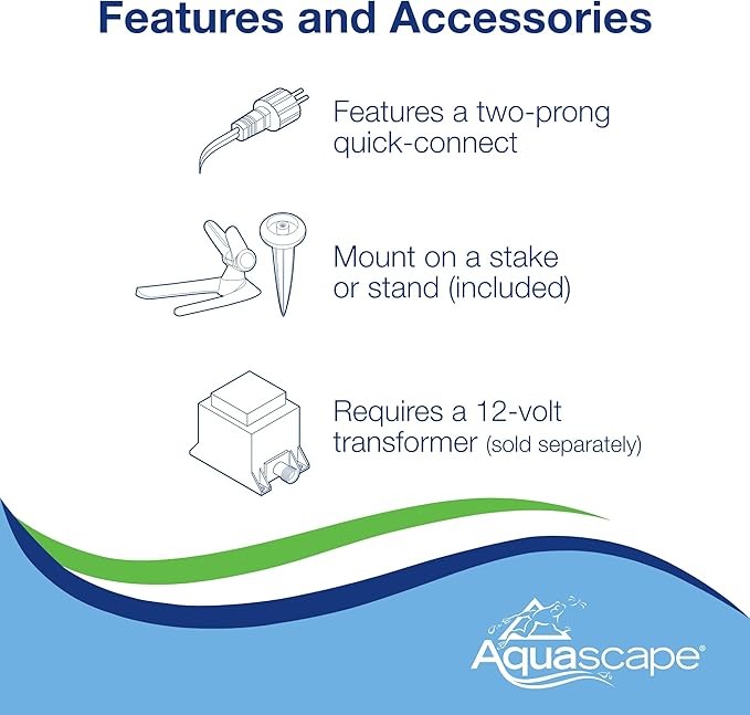 Aquascape Submersible LED Spotlight for Pond, Garden, and Landscape Features, 1 Watt | 84031, Brown
