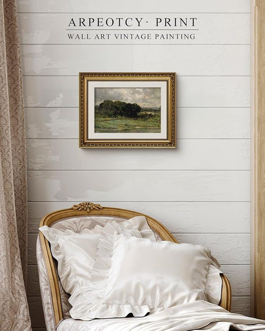 ARPEOTCY Vintage Gold Framed Wall Art, Swale Land Scenery Retro Paintings, Canvas Prints Artwork with Antique Frame, Victorian Wall Picture Decor for Room Gallery Living Room 11x14 inch