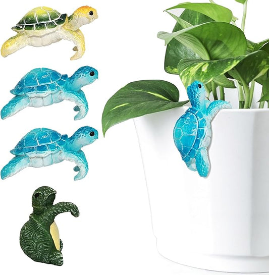 4 Pcs Resin Turtle Planter Decorations Hanging Tortoise Figurine Plant Pot Hanger Statue for Indoor Outdoor Garden Patio Balcony Bonsai Succulent Flower Pot Ornaments