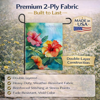 Caroline's Treasures Hawaii Hawaiian Hibiscus in Watercolor Garden Flag Mailbox Flag Decorative Yard Flag Banner Outside Patio Artwork Yard Flower Beds, Garden Size, Multicolor