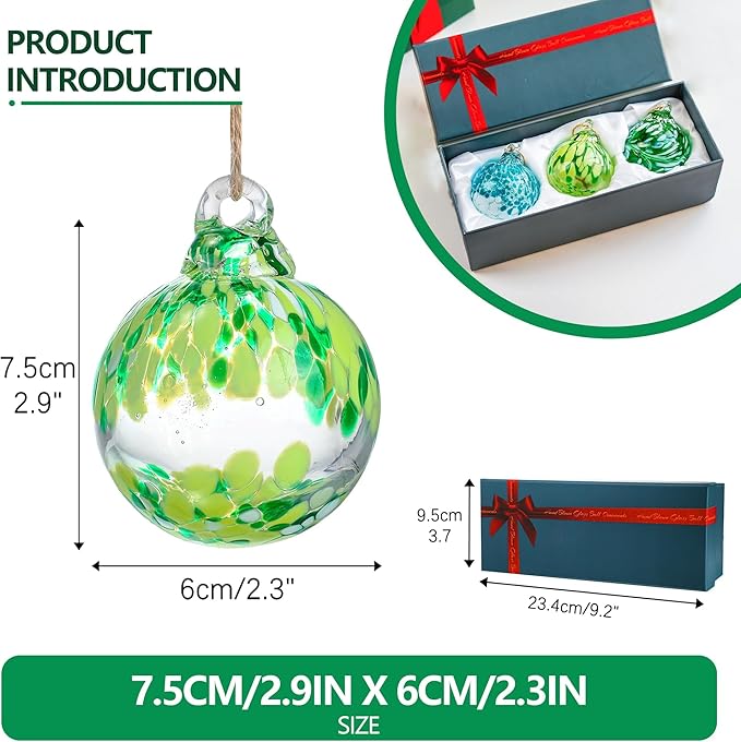 3pcs Hand Blown Glass Gazing Balls 2.3in Hanging Friendship Ball Decor for Home Garden Patio
