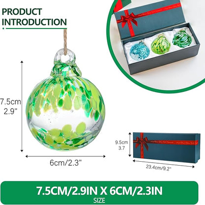 3pcs Hand Blown Glass Gazing Balls 2.3in Hanging Friendship Ball Decor for Home Garden Patio