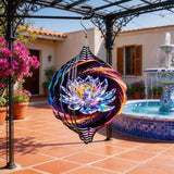 10x10 Crystal Lotus Flower Spinning Wind Chime Rainbow Galaxy Wind Spinner Outdoor Garden Decor Crystal Chimes Mother's Day Housewarming Gift