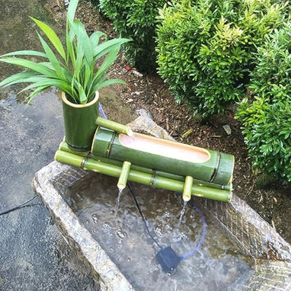Bamboo Fountain Watergarden Handmade Pump Sculpture Statue Arts and Crafts Ornaments Waterfall Outdoor Japanese Pond Fish Tank Courtyard with Pump,40Cm Ornaments (45Cm)