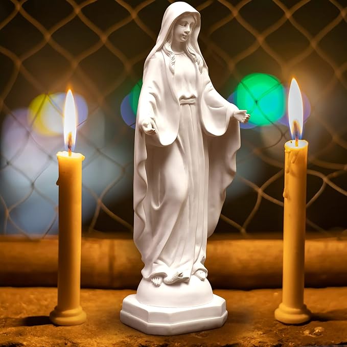 QIANLING 12-Inch Virgin Mary Statue Outdoor, Yard Decor Blessed Mary Outdoor Statue, Religious Outdoor Decor Sun Protection Mary Garden Statue, Suitable for Garden, Courtyard, Outdoor Graveyard Decor