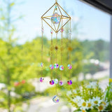 HDCRYSTALGIFTS 17inch Crystal Prisms Suncatcher for Window Hanging Gold-Plated Crystal Sun Catcher Indoor Window Rainbow Maker Home Garden Christmas Tree Decoration