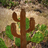 Rusty Metal Cactus Garden Stake, Iron Art Outdoor Decor, Rust Color Cactus, Suitable for Yard Decoration, Garden Ornament