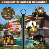 10Ft String Light Poles 8 Pack,Light Poles for Outside Lights,Outdoor with Fence Brackets Hanging Lights,Metal Stand Deck Patio Backyard