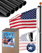 PHITRIC 11 Gauge Heavy Duty Flag Pole Kit, 25FT Extra Thick Aluminum Flagpole for Outside in Ground, with 3x5 American Flag, Residential or Commercial Use, 120 MPH Wind Resistant