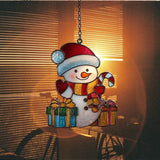 Cute Snowman Acrylic Suncatcher Stained Glass Effect Window Car Hanging Christmas Ornament Indoor Outdoor Decor Garden Sun Catcher Panel for Christmas Lover for Women Mom Grandma