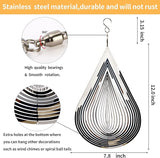 Wind Spinner Flowing-Light Effect Courtyard Decorations Made of Stainless Steel House Hanging Decoration 12“x 8“ Spinners with a 360° Rotating Hook (2 pcs Water Drop-Silver)